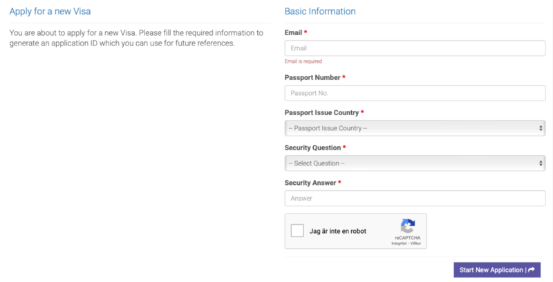 Ans&ouml;kan visum Tanzania steg 1 &ndash; fyll i uppgifter